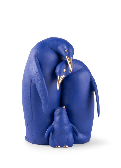 Penguin family Sculpture. Limited Edition. Blue and Gold 01009539 - Hot Watches