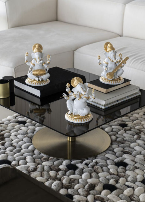 Mridangam Ganesha Figurine. Golden Lustre 01009278 - Hot Watches