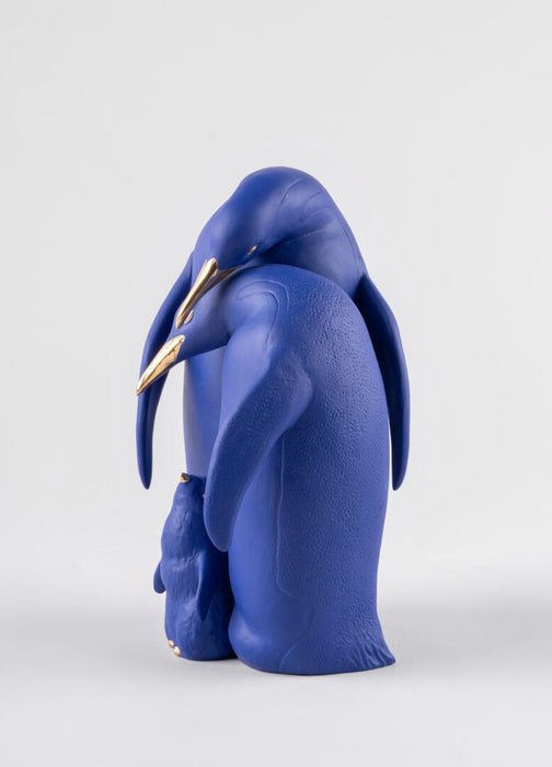 Penguin family Sculpture. Limited Edition. Blue and Gold 01009539 - Hot Watches